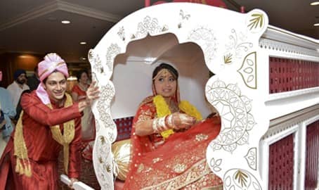 Carriage Limousine Service - Horse Drawn Carriages: One one of a kind Indian Wedding Dolis at a wedding in Pittsburgh, PA.