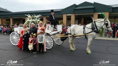 Contest winners pose before their carriage ride in Leavittsburg, OH