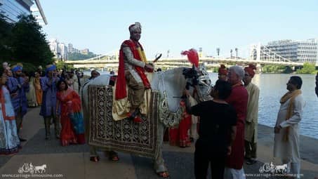 The Groom ready to start the Baraat under the David L Lawrence Convention Center in Pittsburgh PA