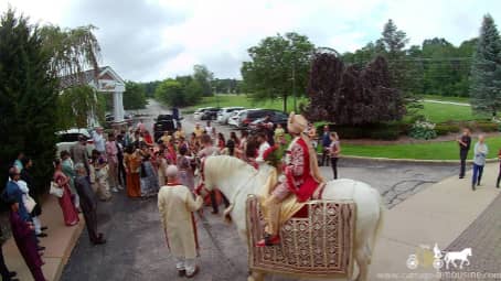 The groom coming in on one of our Indian Wedding Horses near Moundsville, WV