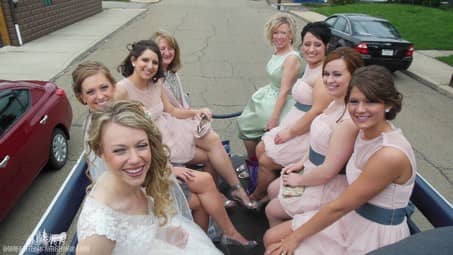 Our Limousine Carriage taking the bride and her bridesmaids to the wedding in Monaca, PA