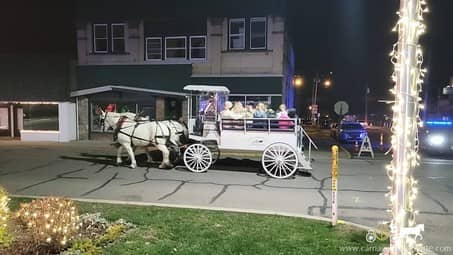 Our handcrafted Limousine Carriage giving rides during a holiday event in Shadyside, OH