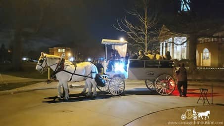 Our large Limousine Carriage giving rides during a holiday event in Berea, OH