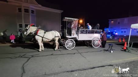 Our handmade Limousine Carriage giving rides during a holiday event in Shadyside, OH