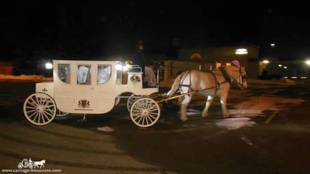 The Royal Coach bringing the couple back to their reception in Akron, OH