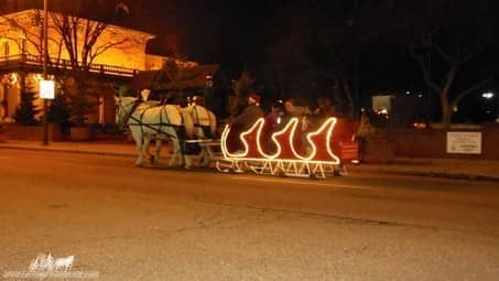 Our Horse Drawn Sleigh giving rides during a holiday event in Canton Ohio
