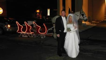 The bride and groom with our Sleigh in Ellwood City PA