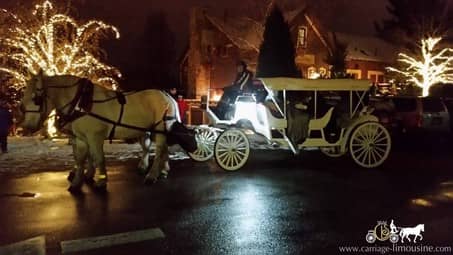 Giving rides during a Christmas event with our Stretch Victorian Carriage in Canton, OH