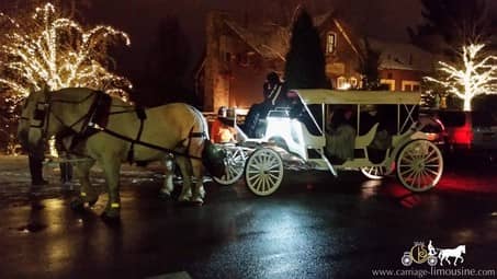 Giving rides during a holiday event with our Stretch Victorian Carriage in North Canton, OH
