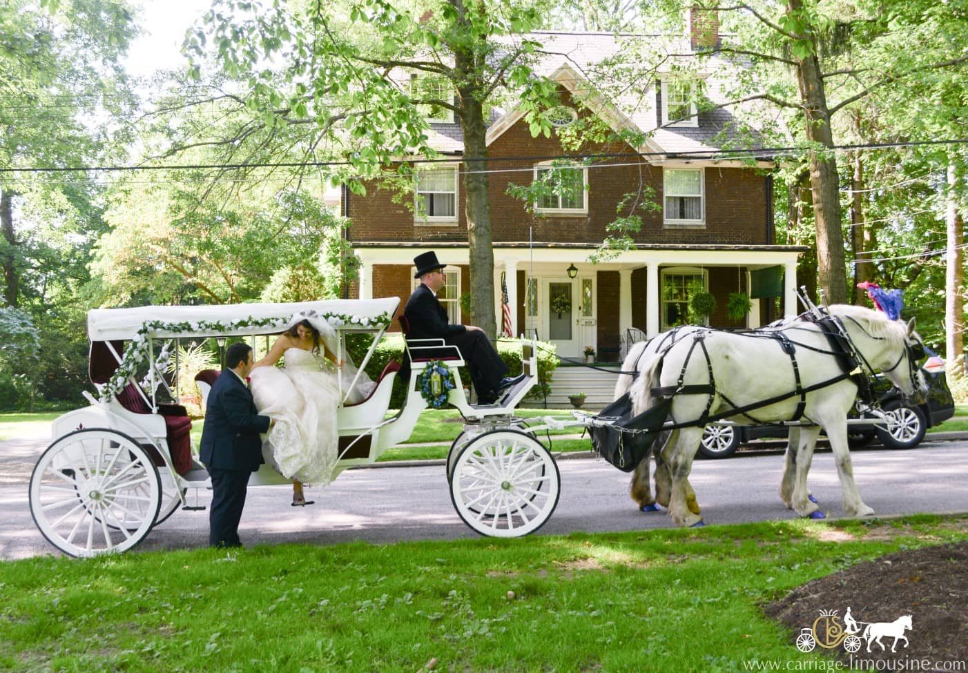 Our Stretch Victorian Carriage after a wedding outside of Pittsburgh in Sewickley PA