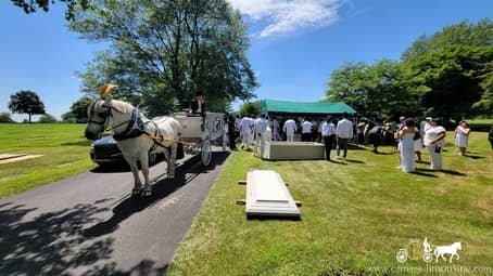 Our one of a kind horse drawn funeral coach during a funeral in East Liverpool, OH