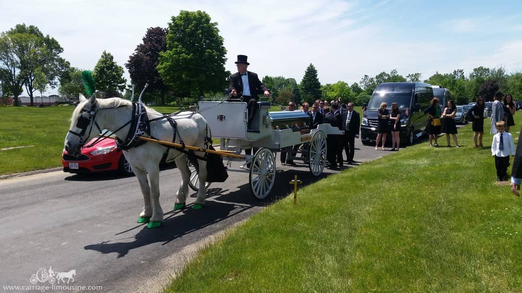 Our one of a kind Caisson Hearse at a funeral in Cleveland, OH