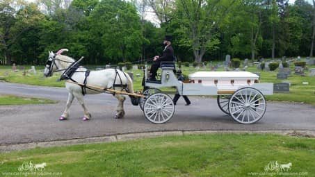 Horse Drawn Caisson Hearse during a funeral in Akron, OH