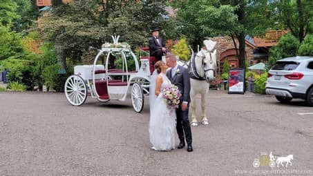 Our beautiful Cinderella Carriage during a wedding at Landoll's Castle in Loudonville, OH
