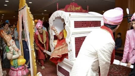 Bride in the Doli on her way out of the ceremony in Pittsburgh PA