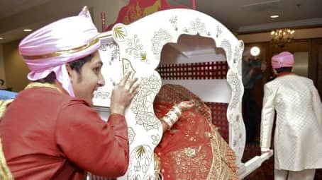 Bride in the Doli on her way out of the ceremony in Pittsburgh PA