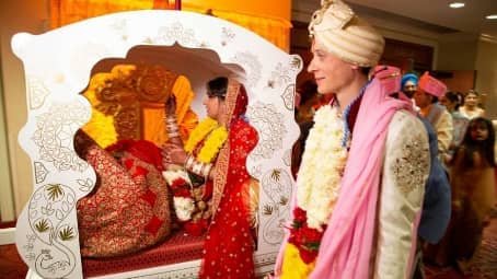 Bride in the Doli on her way out of the ceremony in Pittsburgh PA