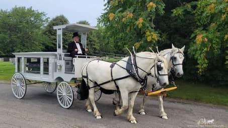 Our custom made Funeral Coach during a funeral in Lorain, OH