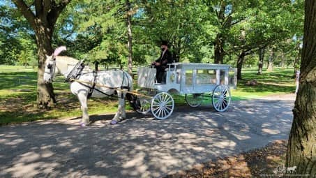 Our custom made Funeral Coach during a funeral in Bedford Heights, OH