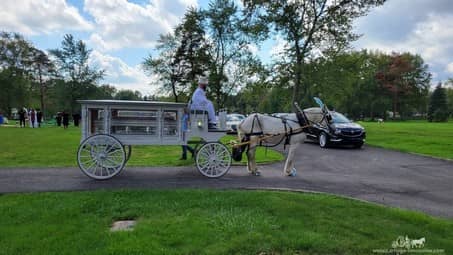 Our custom made Funeral Coach during a funeral in Bedford Heights, OH