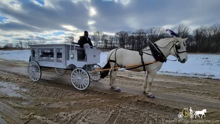 Our handcrafted Funeral Coach during a funeral in Bedford Heights, OH