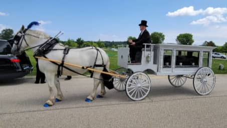 The Funeral Coach during a funeral service near Avon, OH