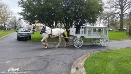Funeral Coach at a cemetery in Warren, OH
