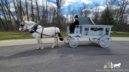 The Funeral Coach during a funeral service in Seville, OH