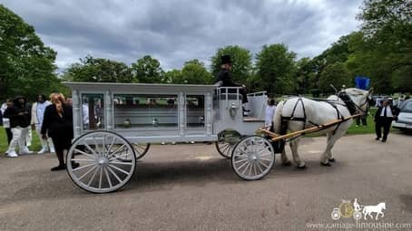 Our Horse Drawn Funeral Coach during a funeral in Akron, OH