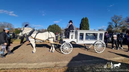 Horse-drawn Funeral Coach at a cemetery in Canton, OH