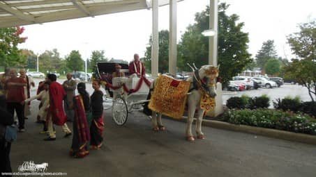 The groom in our Indian Wedding Carriage at La Centre in Westlake, OH