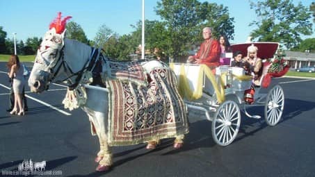 The groom and his family in our Indian Wedding Carriage at La Centre in Westlake, OH