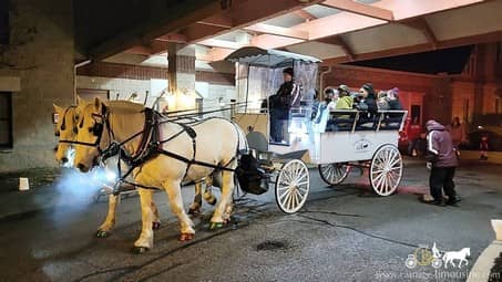 Our Limousine Carriage giving rides during a holiday event in Elyria, OH