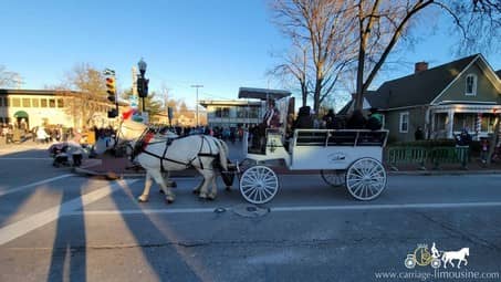 Our large Limousine Carriage giving rides during a holiday event in Gahanna, OH