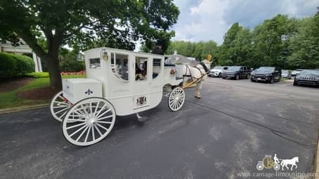 Royal Coach waiting for wedding entrance in Warren, OH