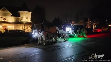 Stretch Victorian Carriage giving rides at a private Christmas event in Gibsonia, PA