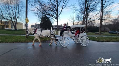 Giving rides with our Victorian Carriage at a holiday party near Cleveland, OH